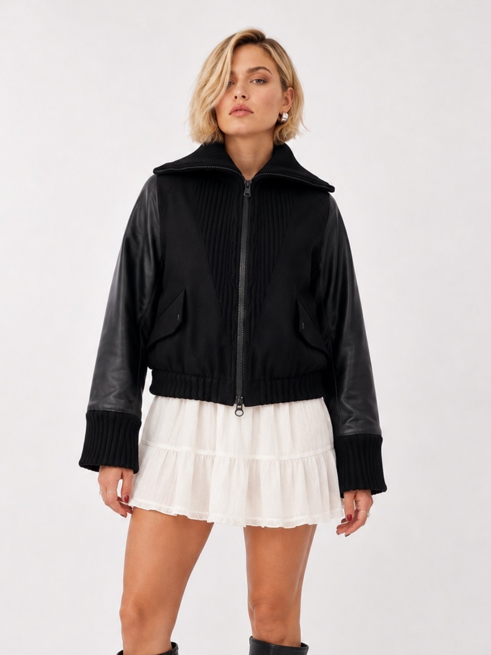 Rachel Comey Leather & Wool Zip Front Jacket Goth Bikercore Streetwear